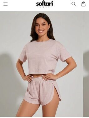 Softari Women's Pink Striped Short Pajama Set